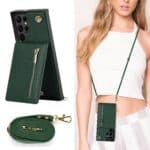 Solidenz Fashion Wallet hoesje met koord Samsung S22 Ultra - Groen - 2