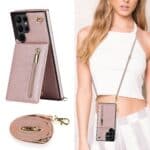 Solidenz Fashion Wallet hoesje met koord Samsung S23 Ultra - Rosegoud - 5
