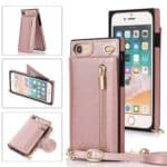 Solidenz Fashion Wallet hoesje met koord iPhone SE 2022 - SE 2020 - iPhone 8 - Roségoud Main Image