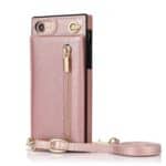Solidenz Fashion Wallet hoesje met koord iPhone SE 2022 - SE 2020 - iPhone 8 - Roségoud - 1