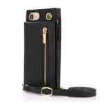 Solidenz Fashion Wallet hoesje met koord iPhone SE 2022 - SE 2020 - iPhone 8 - Zwart - 1