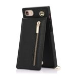 Solidenz Fashion Wallet hoesje met koord iPhone SE 2022 - SE 2020 - iPhone 8 - Zwart - 5