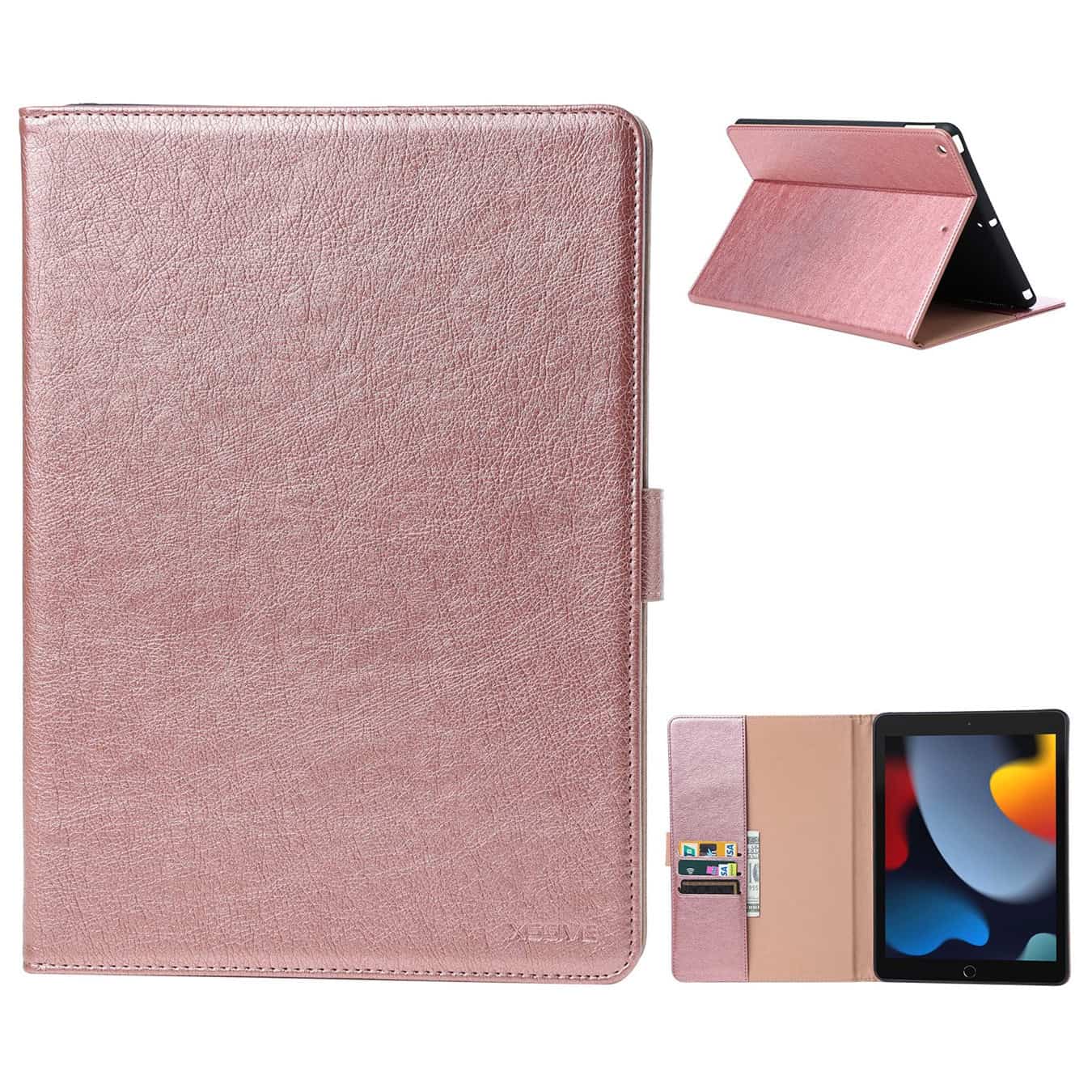 Premium Leren Boekmodel hoes iPad 9 - iPad 8 - iPad 7 - Roségoud Main Image