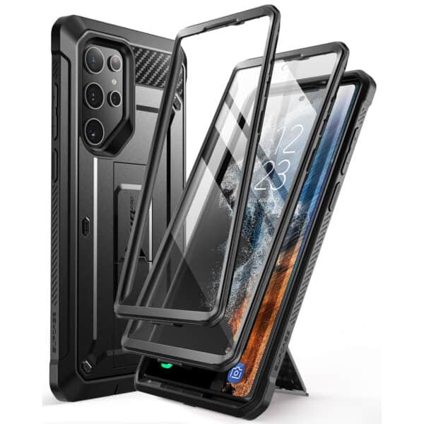 Supcase Backcase hoesje Samsung Galaxy S23 Ultra - Met en zonder screen protector - Zwart