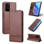AZNS Boekmodel hoesje Oppo A76 - Oppo A96 hoesje - Bruin Main Image