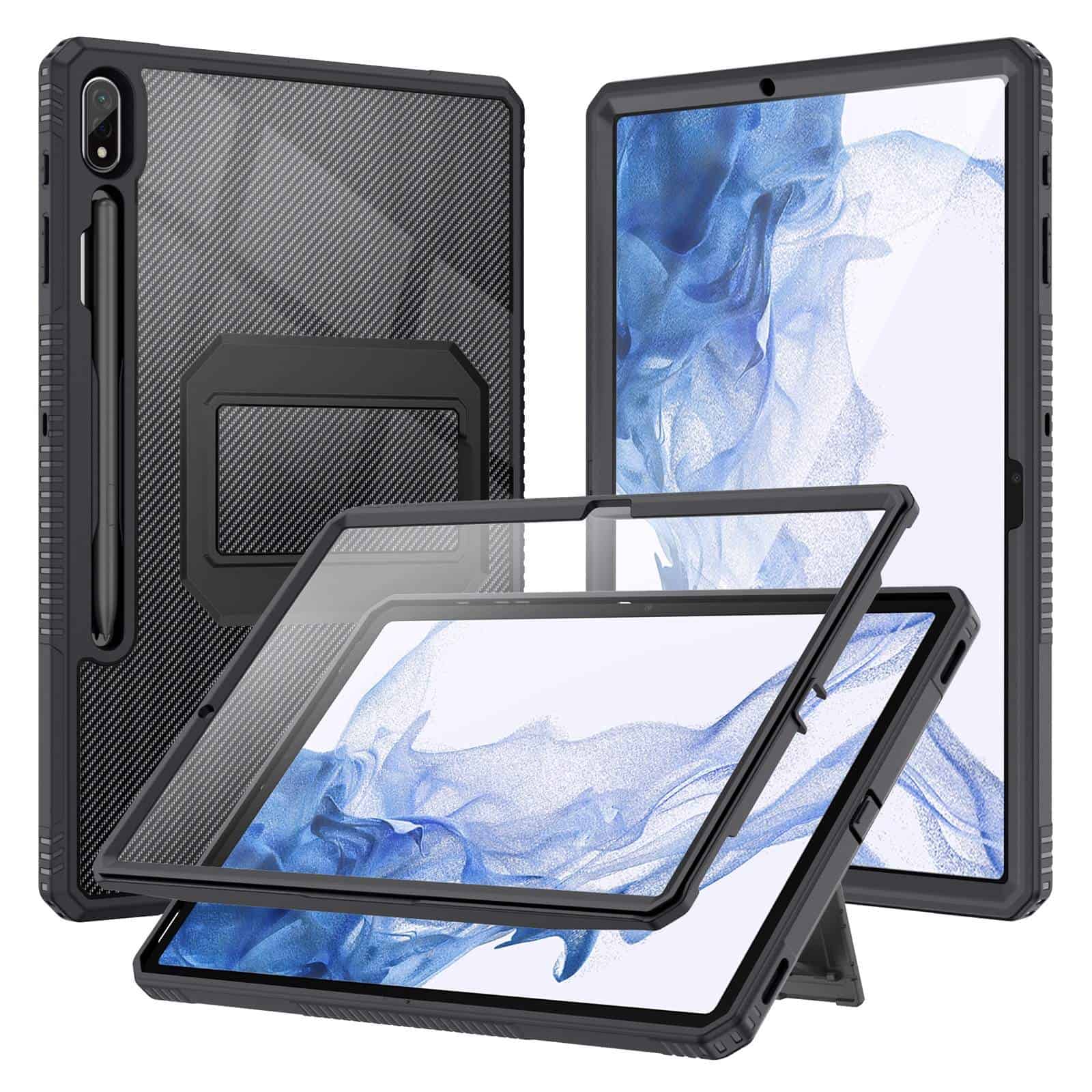 Fullcover hoes Samsung Tab S8 Plus en Tab S7 Plus - 12.4 inch - Zwart Main Image