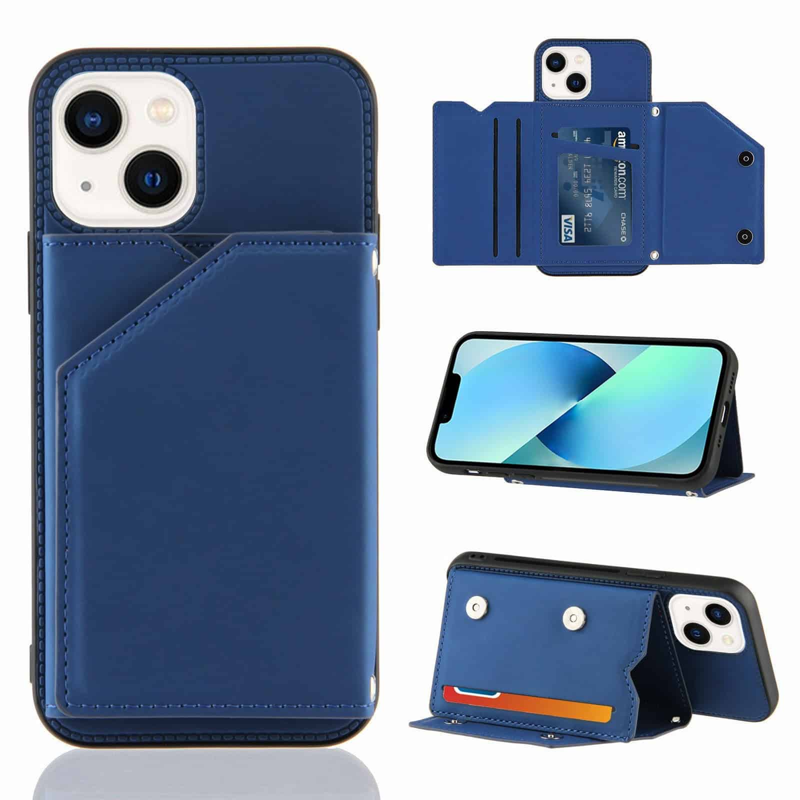 Backcover Portemonnee hoesje iPhone 14 Plus - Blauw Main Image