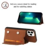 Backcover Portemonnee hoesje iPhone 14 Pro Max - Bruin - 3