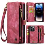 Caseme iPhone 14 Pro Max hoesje - Vintage Portemonnee Rood Main Image