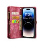 Caseme iPhone 14 Pro Max hoesje - Vintage Portemonnee Rood - 3