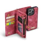 Caseme iPhone 14 Pro Max hoesje - Vintage Portemonnee Rood - 4