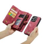 Caseme iPhone 14 Pro Max hoesje - Vintage Portemonnee Rood - 5