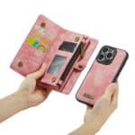 Caseme iPhone 14 Pro hoesje - Vintage Portemonnee Roze - 5
