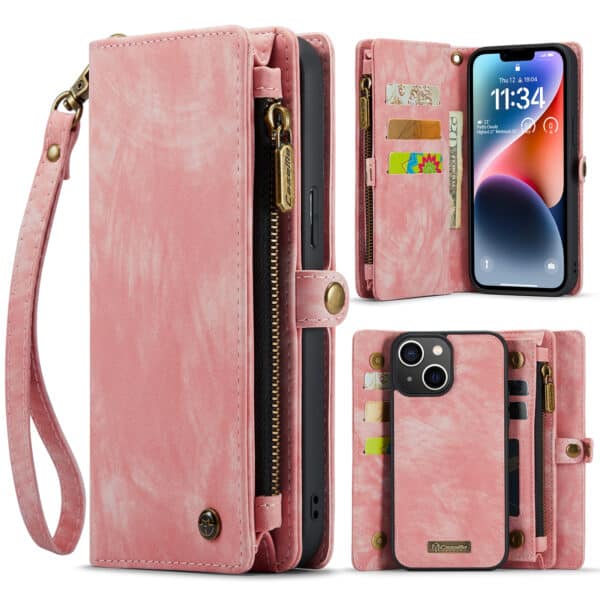 Caseme iPhone 14 Plus hoesje - Vintage Portemonnee Roze