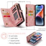Caseme iPhone 14 Plus hoesje - Vintage Portemonnee Roze - 8