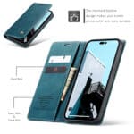 Caseme retro bookcase iPhone 14 Pro Max hoesje - Blauw - 5