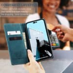 Caseme retro bookcase iPhone 14 Pro Max hoesje - Blauw - 7