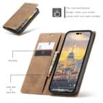 Caseme retro bookcase iPhone 14 Pro Max hoesje - Bruin - 5