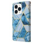Marmer bookcase iPhone 14 Pro hoesje - Blauw - 2