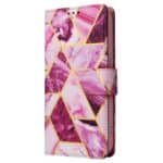 Marmer bookcase iPhone 14 Pro Max hoesje - Paars - 1