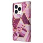Marmer bookcase iPhone 14 Pro Max hoesje - Paars - 2