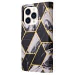 Marmer bookcase iPhone 14 Pro hoesje - Zwart - 2