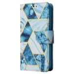 Marmer bookcase iPhone 14 Plus hoesje - Blauw - 1