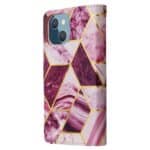 Marmer bookcase iPhone 14 Plus hoesje - Paars - 2