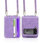 Samsung Z Flip 4 Pu-Leren Hoesje met koord - Paars Main Image