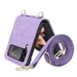 Samsung Z Flip 4 Pu-Leren Hoesje met koord - Paars - 4