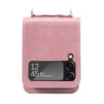 Samsung Z Flip 4 Pu-Leren Hoesje met koord - Roze - 3