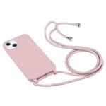 Siliconen hoesje met koord iPhone 14 en iPhone 13 - Rosegoud - 1