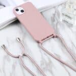 Siliconen hoesje met koord iPhone 14 en iPhone 13 - Rosegoud - 2