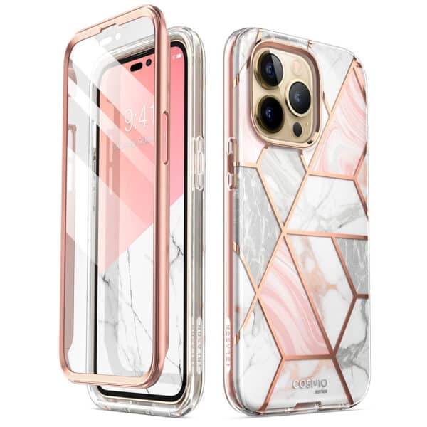 Cosmo 360 Backcase met Screenprotector iPhone 14 Pro - Marmer