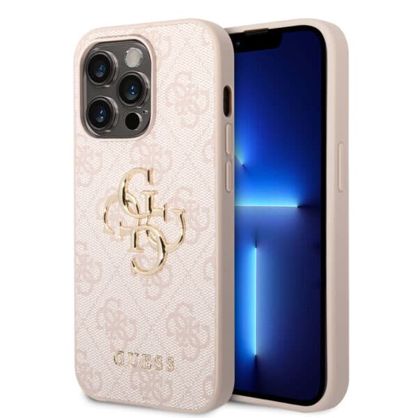 Guess Golden Logo iPhone 14 Pro Hoesje - Roze