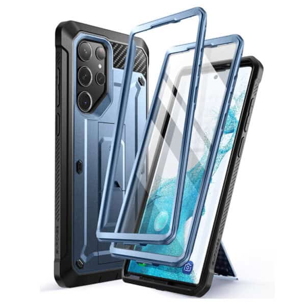 Supcase Backcase hoesje Samsung Galaxy S23 Ultra - Met en zonder screen protector - Blauw