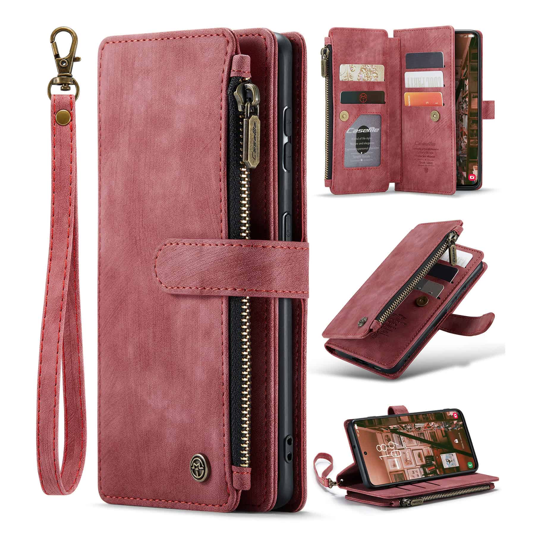 CaseMe Samsung Galaxy S23 Plus wallet hoesje - Rood Main Image