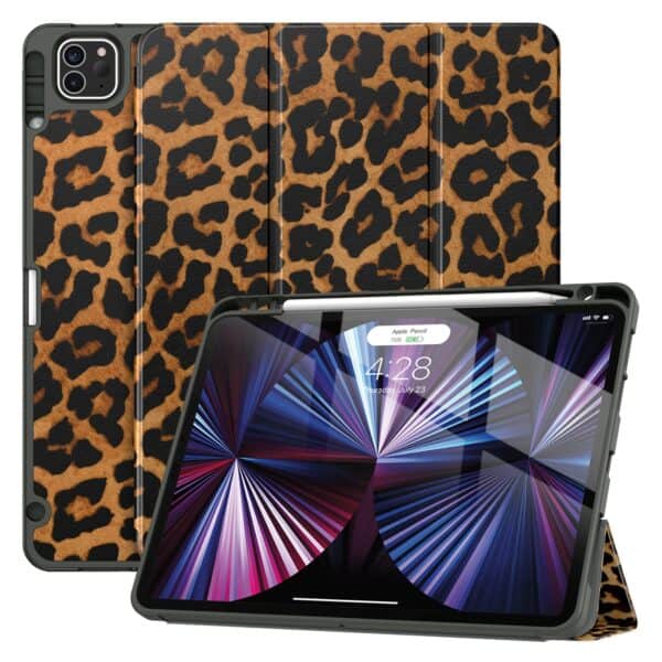 Solidenz TriFold Hoes iPad Air 6 (M3 en M2) / Air 5 / Air 4 / iPad Pro 11 inch - Luipaard