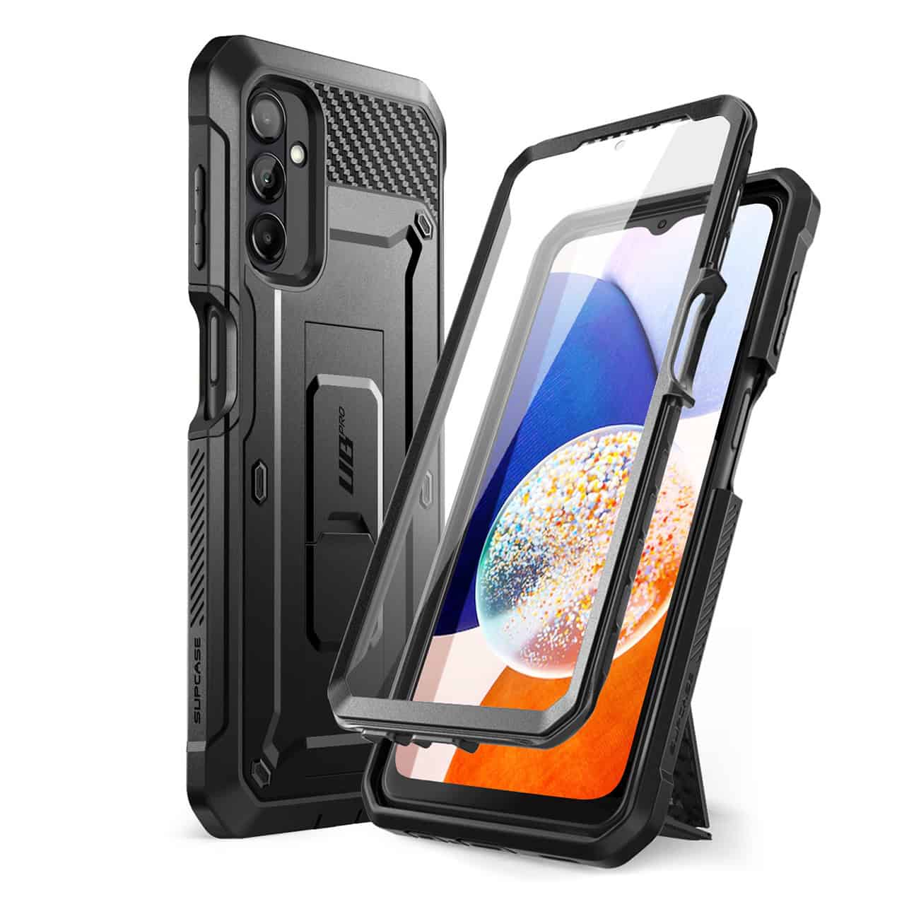 Supcase 360 Backcase hoesje met screenprotector Samsung Galaxy A14 - Zwart Main Image