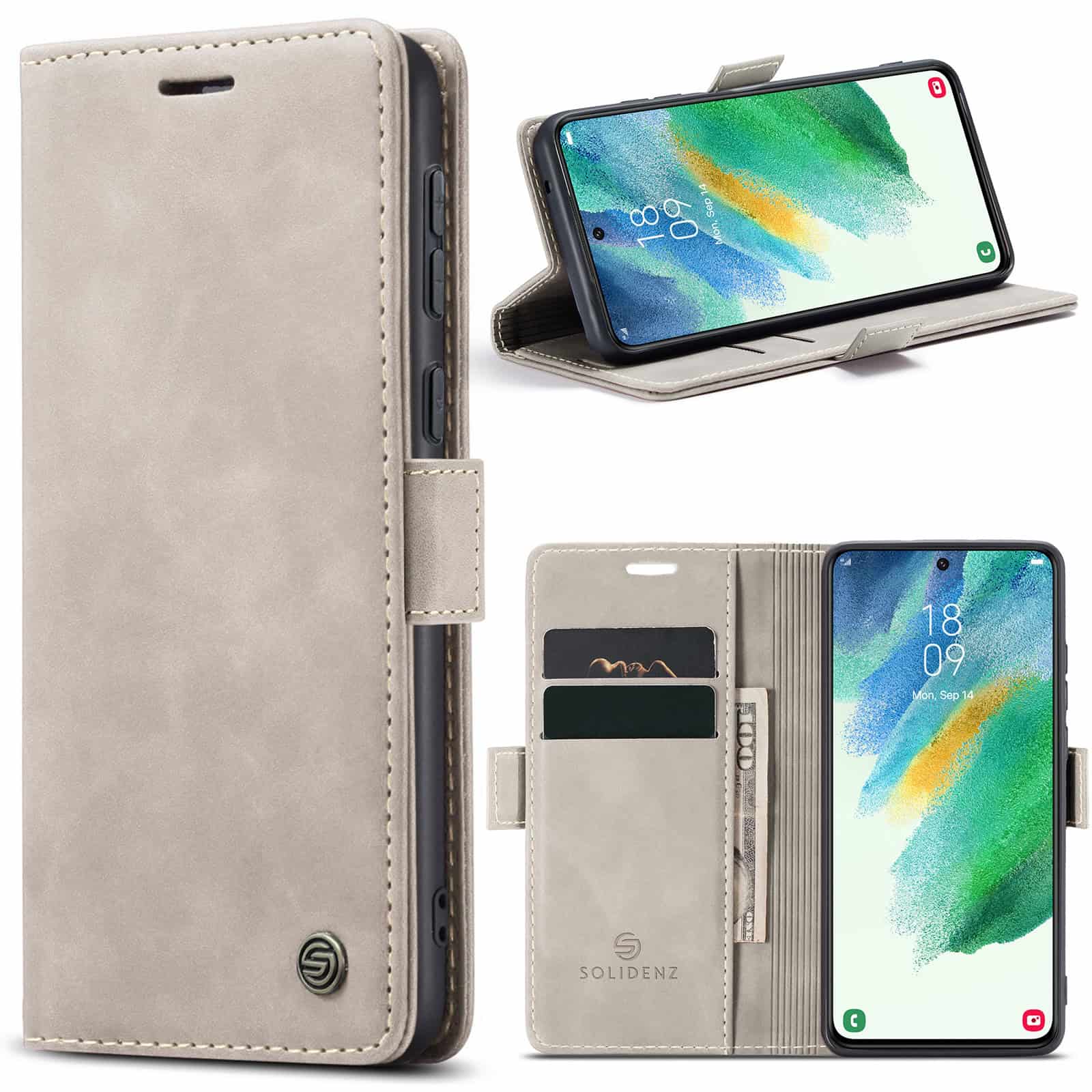 Solidenz Urban Book Samsung S21 FE hoesje - Beige Main Image