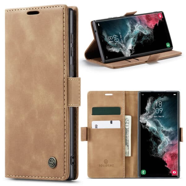 Solidenz Urban Book Samsung S22 Ultra hoesje - Bruin
