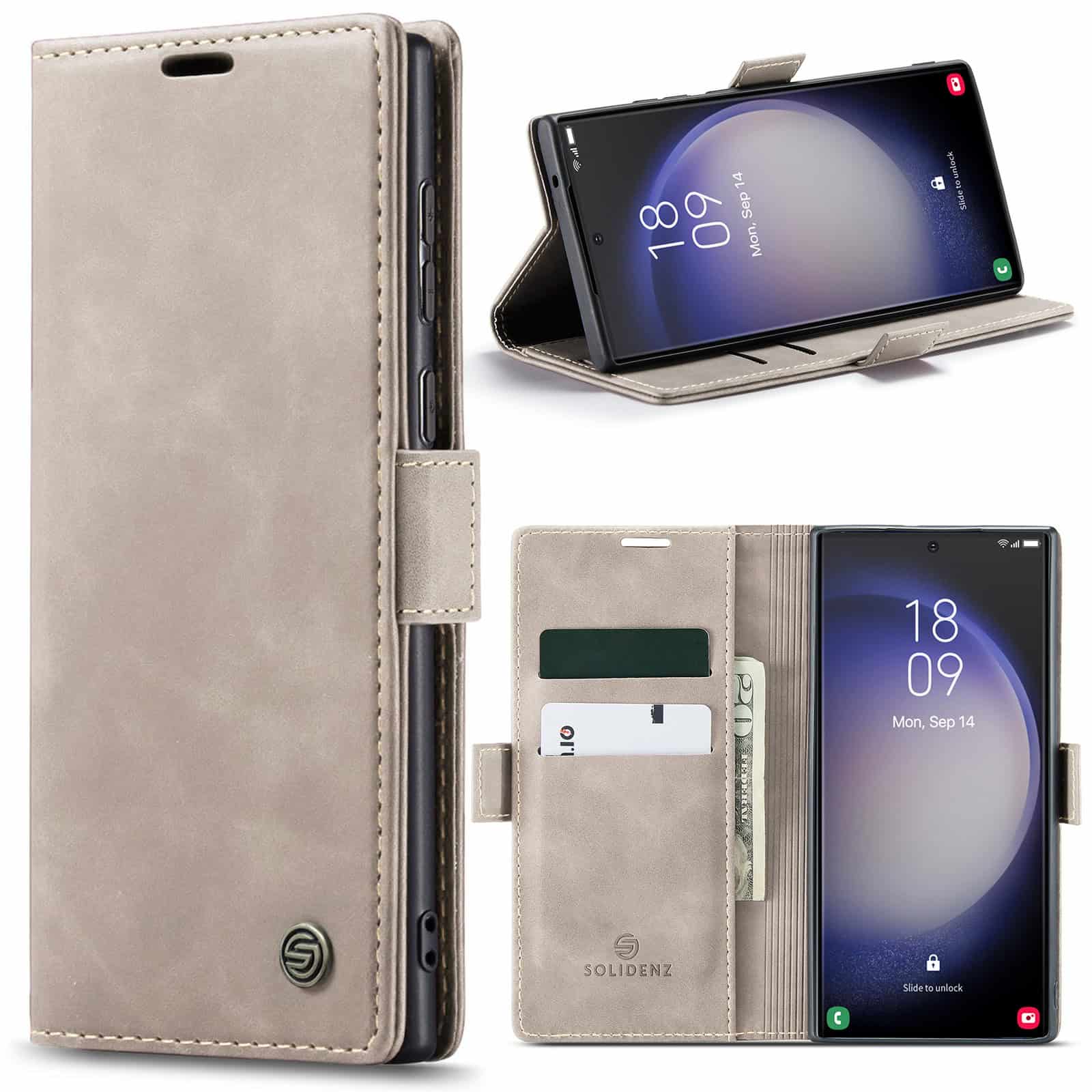 Solidenz Urban Book Samsung S23 Ultra hoesje - Beige Main Image