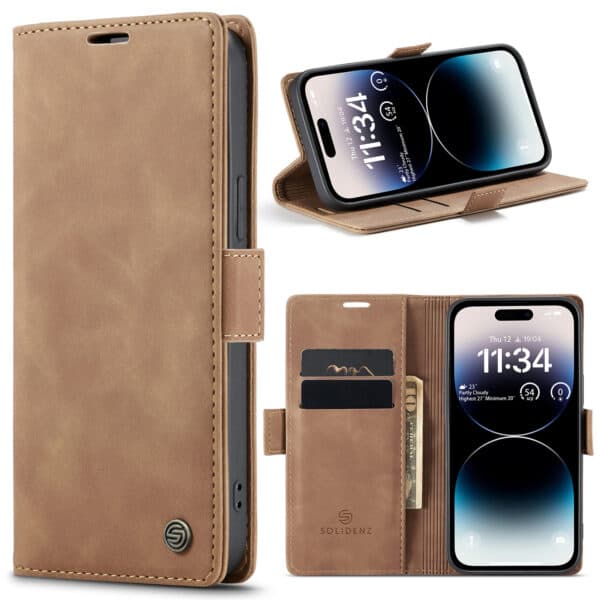 Solidenz Urban Book iPhone 14 Pro hoesje - Bruin