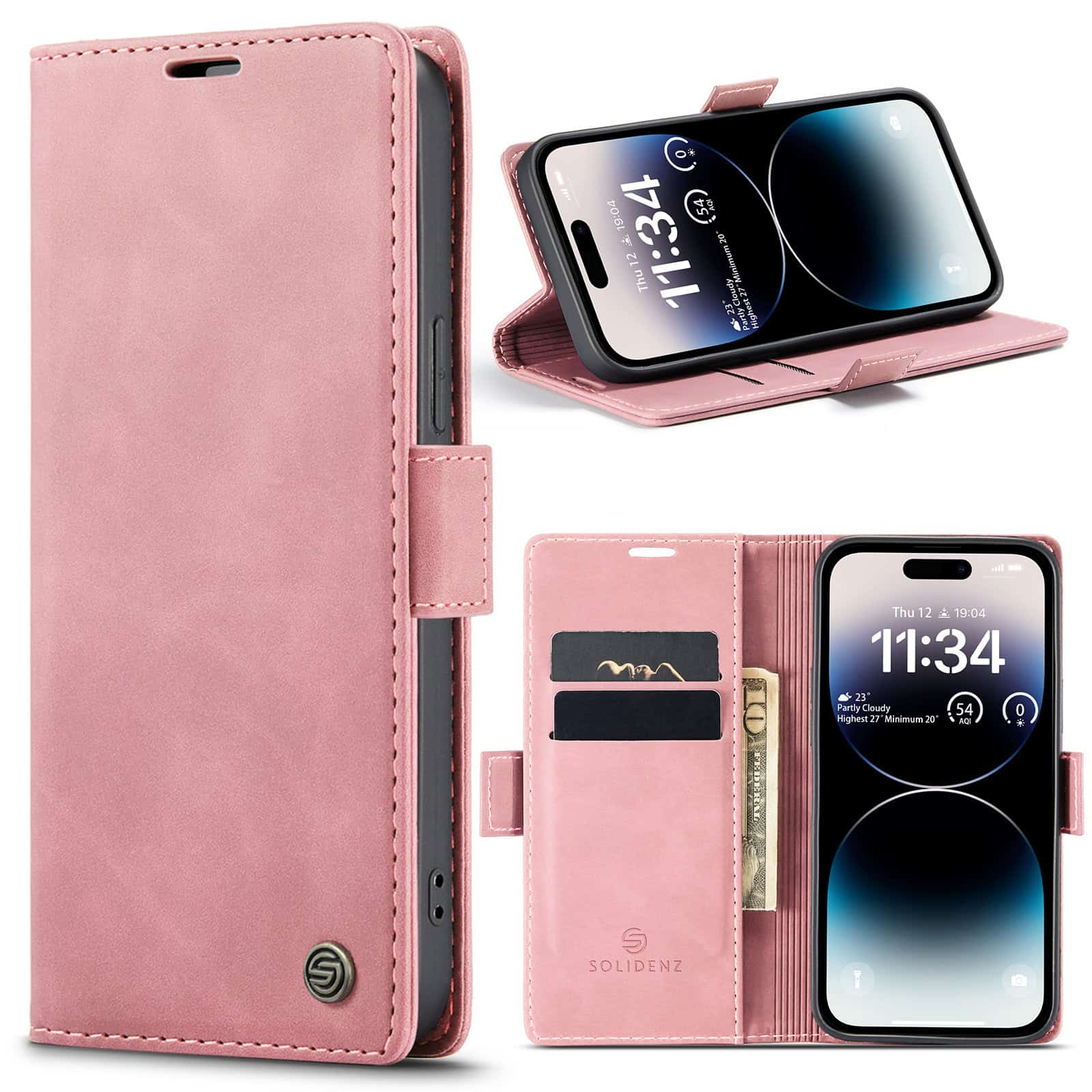 Solidenz Urban Book iPhone 14 Pro hoesje - Roze Main Image