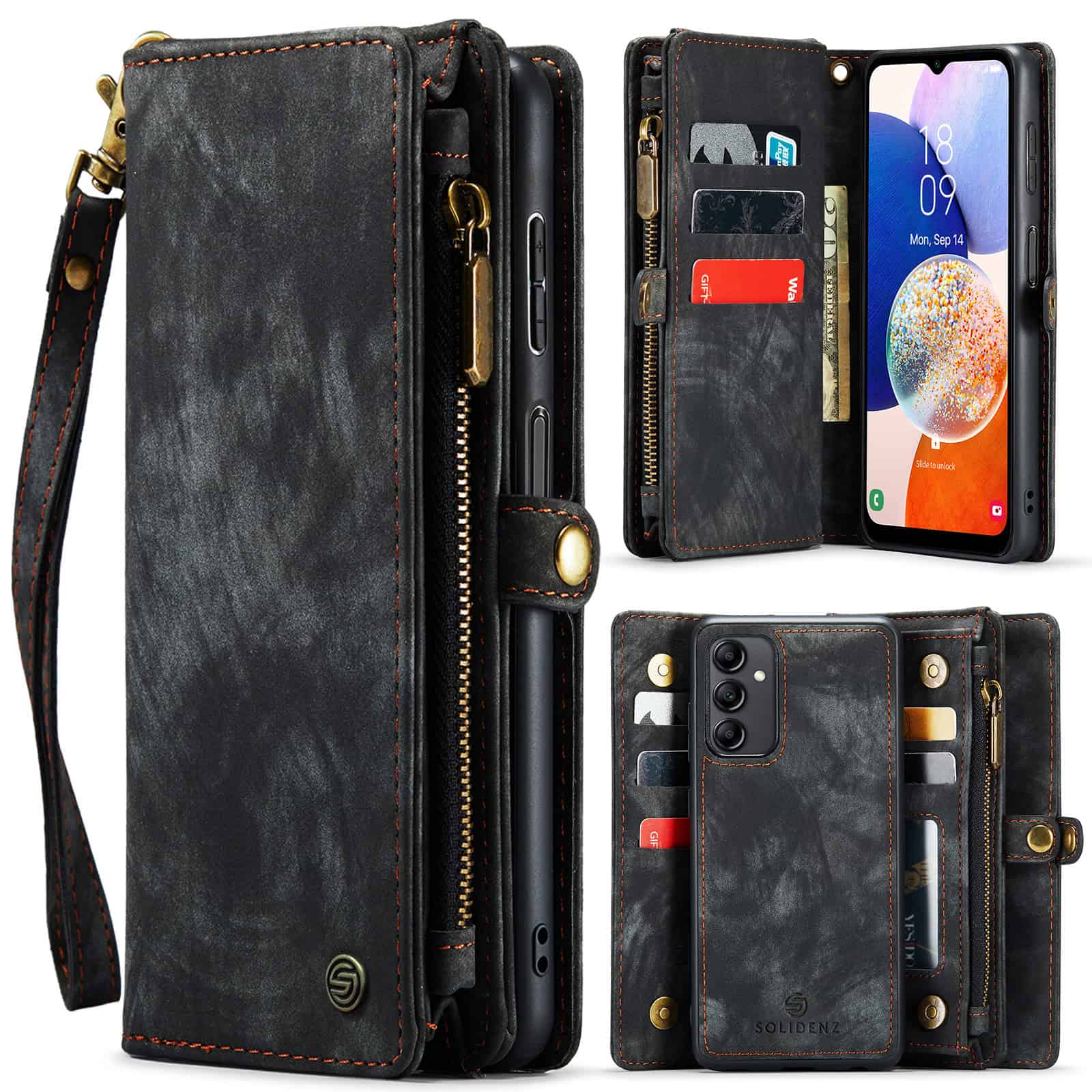 Solidenz Urban Wallet Samsung A14 hoesje - Zwart Main Image