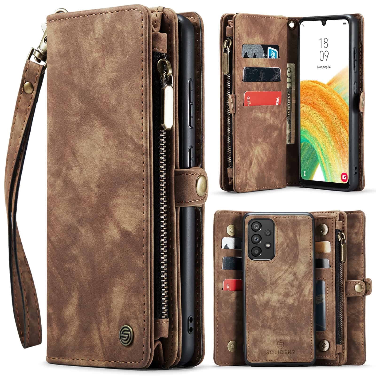 Solidenz Urban Wallet Samsung A53 hoesje - Bruin Main Image