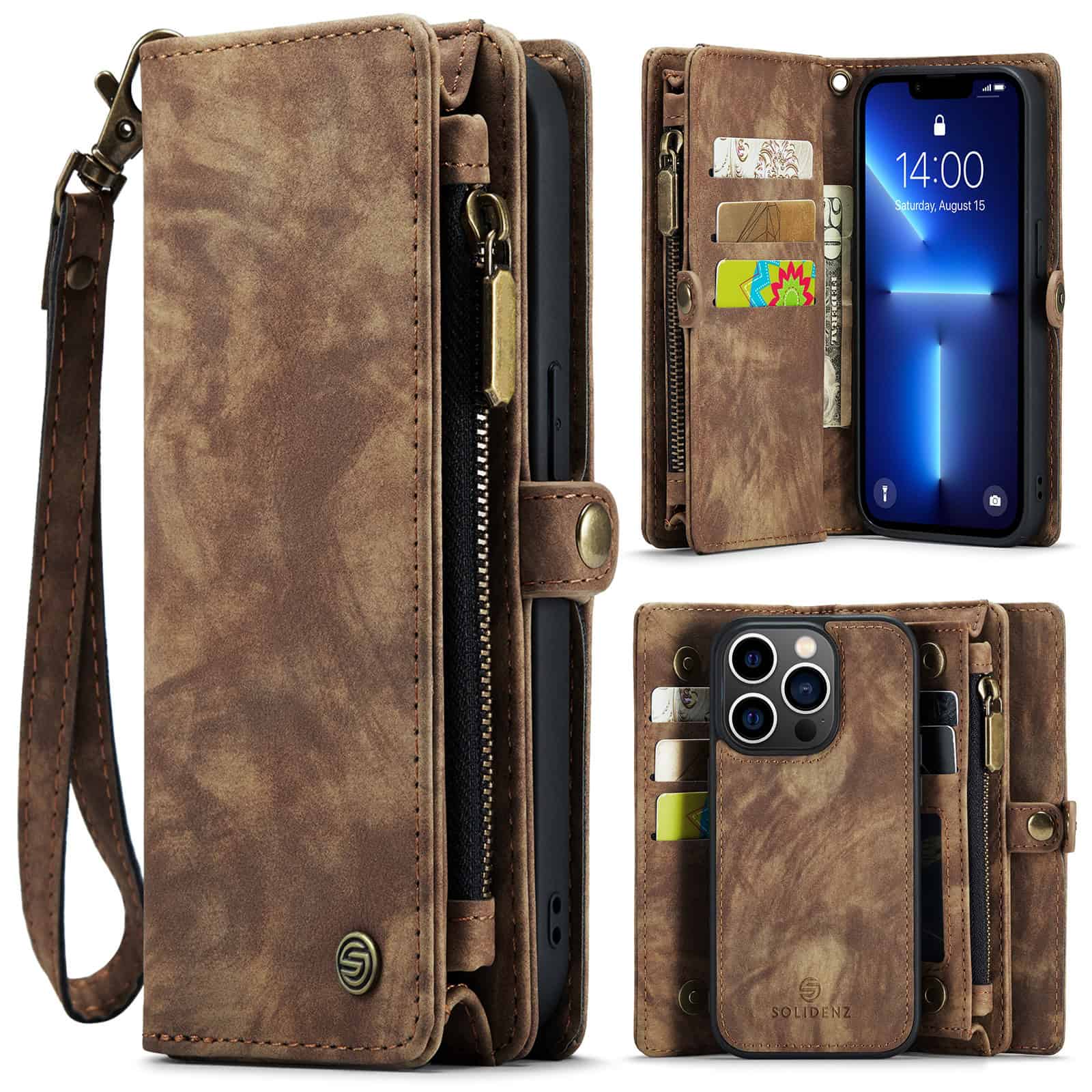 Solidenz Urban Wallet iPhone 13 Pro Max hoesje - Bruin Main Image