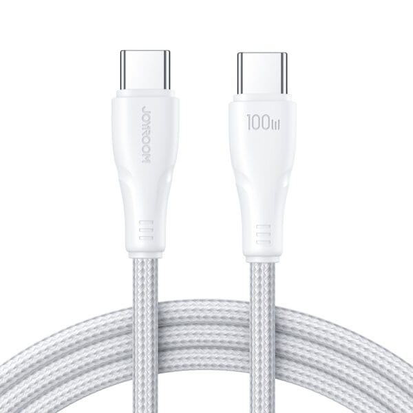 Joyroom 100W Nylon USB-C oplaadkabel 2m Snellader - Wit