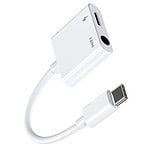 Joyroom 2-in-1 kabel met USB-C naar Audio Jack 3.5mm + USB-C - Wit Main Image