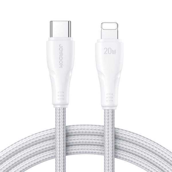 Joyroom 20W Nylon oplaadkabel 3m Snellader - USB-C naar Lightning - Wit